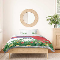 Cuba Floral Bedding Set Tropical Flower Design with Cuban Flag and Cuba en Flor Script - Wonder Print Shop