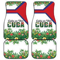 Cuba Floral Car Mats Tropical Flower Design with Cuban Flag and Cuba en Flor Script - Wonder Print Shop