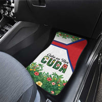 Cuba Floral Car Mats Tropical Flower Design with Cuban Flag and Cuba en Flor Script - Wonder Print Shop