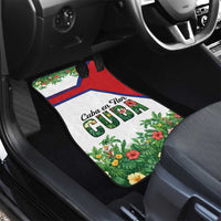 Cuba Floral Car Mats Tropical Flower Design with Cuban Flag and Cuba en Flor Script - Wonder Print Shop
