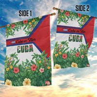 Cuba Floral Garden Flag Tropical Flower Design with Cuban Flag and Cuba en Flor Script - Wonder Print Shop