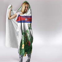 Cuba Floral Hooded Blanket Tropical Flower Design with Cuban Flag and Cuba en Flor Script - Wonder Print Shop