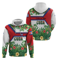 Cuba Floral Hoodie Tropical Flower Design with Cuban Flag and Cuba en Flor Script - Wonder Print Shop