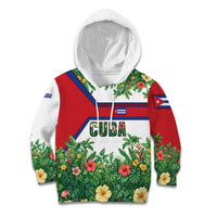 Cuba Floral Kid Hoodie Tropical Flower Design with Cuban Flag and Cuba en Flor Script - Wonder Print Shop