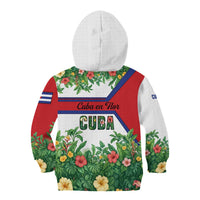 Cuba Floral Kid Hoodie Tropical Flower Design with Cuban Flag and Cuba en Flor Script - Wonder Print Shop