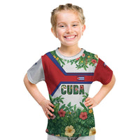 Cuba Floral Kid T Shirt Tropical Flower Design with Cuban Flag and Cuba en Flor Script - Wonder Print Shop