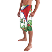 Cuba Floral Lavalava Tropical Flower Design with Cuban Flag and Cuba en Flor Script - Wonder Print Shop