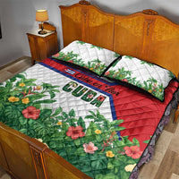 Cuba Floral Quilt Bed Set Tropical Flower Design with Cuban Flag and Cuba en Flor Script - Wonder Print Shop