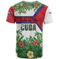 Cuba Floral T Shirt Tropical Flower Design with Cuban Flag and Cuba en Flor Script - Wonder Print Shop