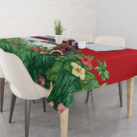 Cuba Floral Tablecloth Tropical Flower Design with Cuban Flag and Cuba en Flor Script - Wonder Print Shop