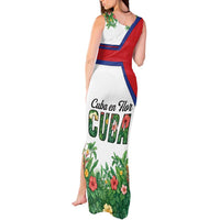 Cuba Floral Tank Maxi Dress Tropical Flower Design with Cuban Flag and Cuba en Flor Script - Wonder Print Shop
