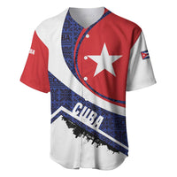 Cuba Flag Baseball Jersey Red White and Blue Design with Cuban Star and Havana City Skyline - Wonder Print Shop