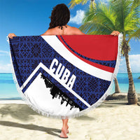 Cuba Flag Beach Blanket Red White and Blue Design with Cuban Star and Havana City Skyline - Wonder Print Shop
