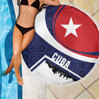 Cuba Flag Beach Blanket Red White and Blue Design with Cuban Star and Havana City Skyline - Wonder Print Shop
