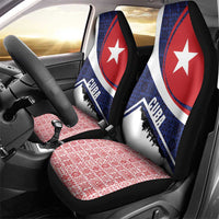 Cuba Flag Car Seat Cover Red White and Blue Design with Cuban Star and Havana City Skyline - Wonder Print Shop