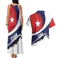 Cuba Flag Couples Matching Tank Maxi Dress and Hawaiian Shirt Red White and Blue Design with Cuban Star and Havana City Skyline - Wonder Print Shop