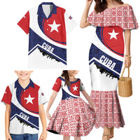 Cuba Flag Family Matching Mermaid Dress and Hawaiian Shirt Red White and Blue Design with Cuban Star and Havana City Skyline - Wonder Print Shop