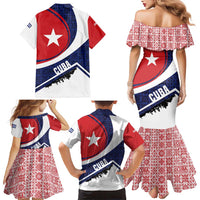 Cuba Flag Family Matching Mermaid Dress and Hawaiian Shirt Red White and Blue Design with Cuban Star and Havana City Skyline - Wonder Print Shop