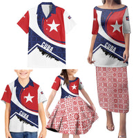 Cuba Flag Family Matching Puletasi and Hawaiian Shirt Red White and Blue Design with Cuban Star and Havana City Skyline - Wonder Print Shop