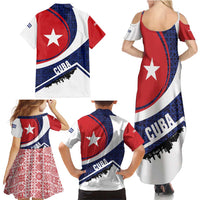 Cuba Flag Family Matching Summer Maxi Dress and Hawaiian Shirt Red White and Blue Design with Cuban Star and Havana City Skyline - Wonder Print Shop
