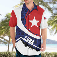 Cuba Flag Hawaiian Shirt Red White and Blue Design with Cuban Star and Havana City Skyline - Wonder Print Shop