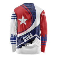 Cuba Flag Long Sleeve Shirt Red White and Blue Design with Cuban Star and Havana City Skyline - Wonder Print Shop