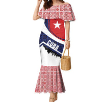 Cuba Flag Mermaid Dress Red White and Blue Design with Cuban Star and Havana City Skyline - Wonder Print Shop