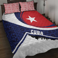 Cuba Flag Quilt Bed Set Red White and Blue Design with Cuban Star and Havana City Skyline - Wonder Print Shop