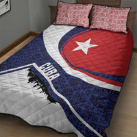 Cuba Flag Quilt Bed Set Red White and Blue Design with Cuban Star and Havana City Skyline - Wonder Print Shop