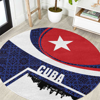 Cuba Flag Round Carpet Red White and Blue Design with Cuban Star and Havana City Skyline - Wonder Print Shop