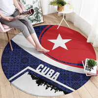 Cuba Flag Round Carpet Red White and Blue Design with Cuban Star and Havana City Skyline - Wonder Print Shop