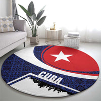 Cuba Flag Round Carpet Red White and Blue Design with Cuban Star and Havana City Skyline - Wonder Print Shop