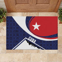 Cuba Flag Rubber Doormat Red White and Blue Design with Cuban Star and Havana City Skyline - Wonder Print Shop