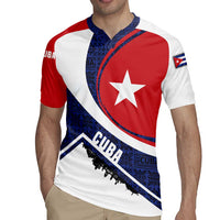 Cuba Flag Rugby Jersey Red White and Blue Design with Cuban Star and Havana City Skyline - Wonder Print Shop