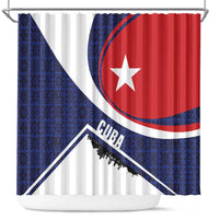 Cuba Flag Shower Curtain Red White and Blue Design with Cuban Star and Havana City Skyline - Wonder Print Shop