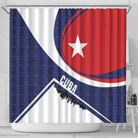Cuba Flag Shower Curtain Red White and Blue Design with Cuban Star and Havana City Skyline - Wonder Print Shop