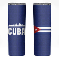 Cuba Flag Skinny Tumbler Red White and Blue Design with Cuban Star and Havana City Skyline - Wonder Print Shop