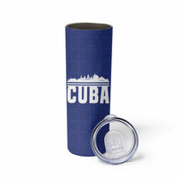 Cuba Flag Skinny Tumbler Red White and Blue Design with Cuban Star and Havana City Skyline - Wonder Print Shop