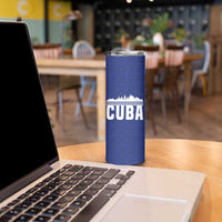 Cuba Flag Skinny Tumbler Red White and Blue Design with Cuban Star and Havana City Skyline - Wonder Print Shop