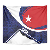 Cuba Flag Tapestry Red White and Blue Design with Cuban Star and Havana City Skyline - Wonder Print Shop
