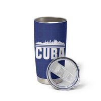 Cuba Flag Tumbler Cup Red White and Blue Design with Cuban Star and Havana City Skyline - Wonder Print Shop
