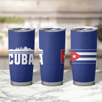 Cuba Flag Tumbler Cup Red White and Blue Design with Cuban Star and Havana City Skyline - Wonder Print Shop