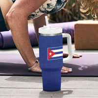 Cuba Flag Tumbler With Handle Red White and Blue Design with Cuban Star and Havana City Skyline - Wonder Print Shop