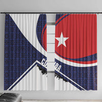 Cuba Flag Window Curtain Red White and Blue Design with Cuban Star and Havana City Skyline - Wonder Print Shop