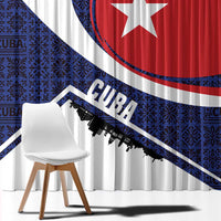 Cuba Flag Window Curtain Red White and Blue Design with Cuban Star and Havana City Skyline - Wonder Print Shop