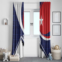 Cuba Flag Window Curtain Red White and Blue Design with Cuban Star and Havana City Skyline - Wonder Print Shop