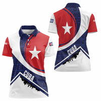 Cuba Flag Women Polo Shirt Red White and Blue Design with Cuban Star and Havana City Skyline - Wonder Print Shop