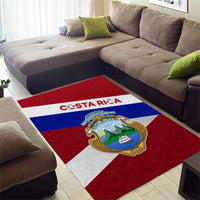 Costa Rica Flag Area Rug Red White Blue with National Coat of Arms and Shield Design - Wonder Print Shop