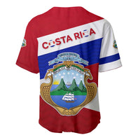 Costa Rica Flag Baseball Jersey Red White Blue with National Coat of Arms and Shield Design - Wonder Print Shop