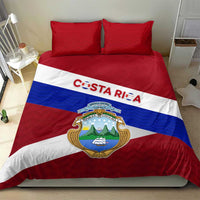 Costa Rica Flag Bedding Set Red White Blue with National Coat of Arms and Shield Design - Wonder Print Shop